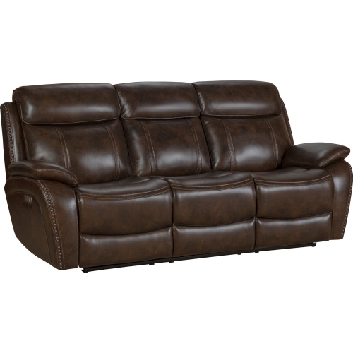 Sandover Power Reclining Sofa in Tri-Tone Chocolate Brown Leather